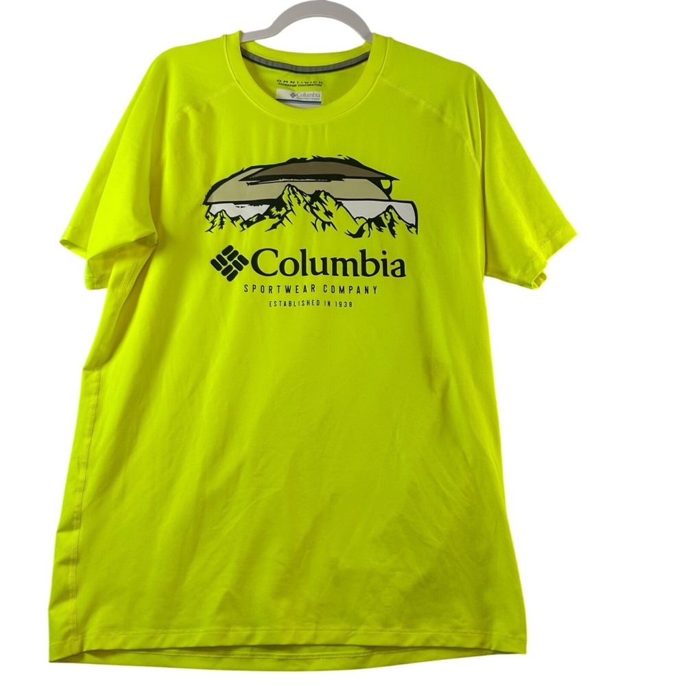 Columbia Mens‎ Omni-Wick Performance Graphic T-Shirt Neon Yellow Size Medium